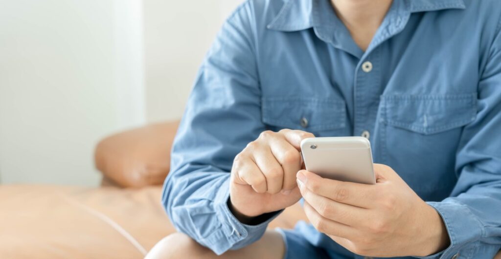 Man holding a mobile phone